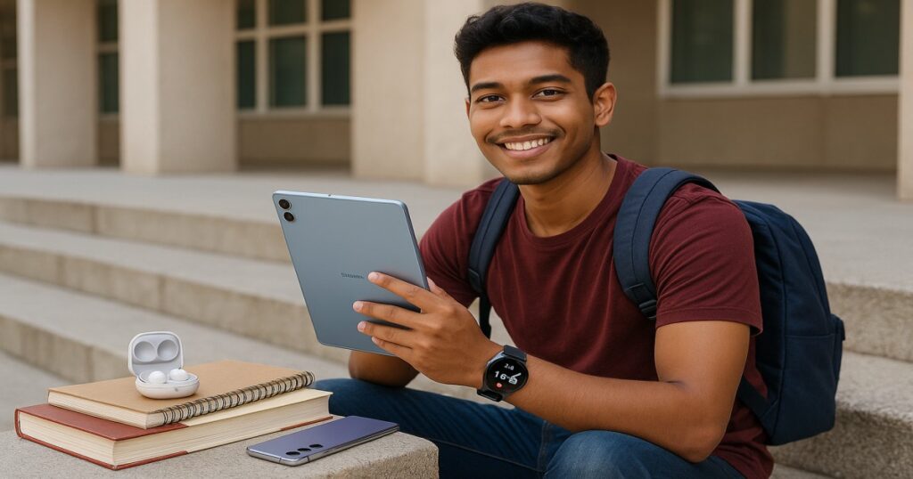 Image of a young man - with back to School essentials - Samsung Gadgets for Students in Trinidad